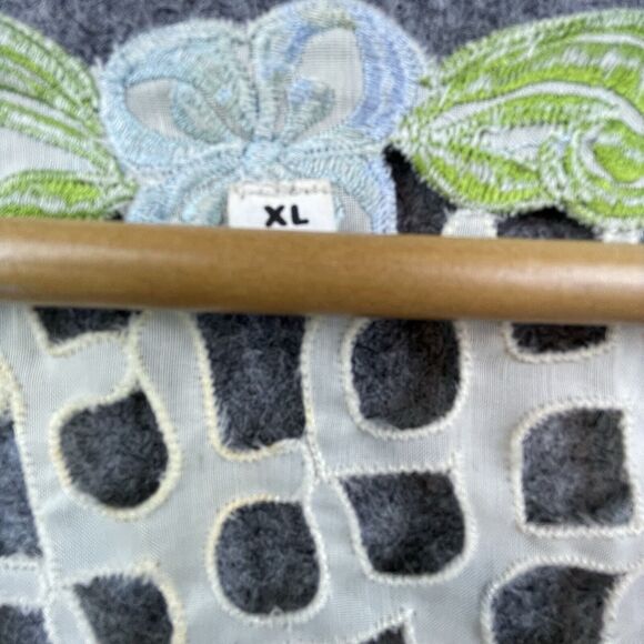 Boho Embroidered Cardigan Womens XL Crochet Look Festival Lagenlook Cottage - Picture 5 of 8